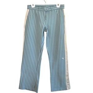 Vintage Puma Pinstripe Track Pants Womens M Side Stripe Y2K Blokette Wide Leg